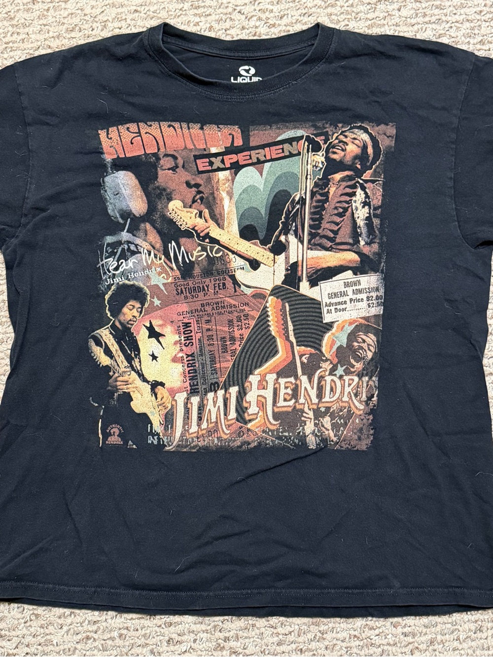 Liquid Blue Black Jimi Hendrix Collage Graphic Tee